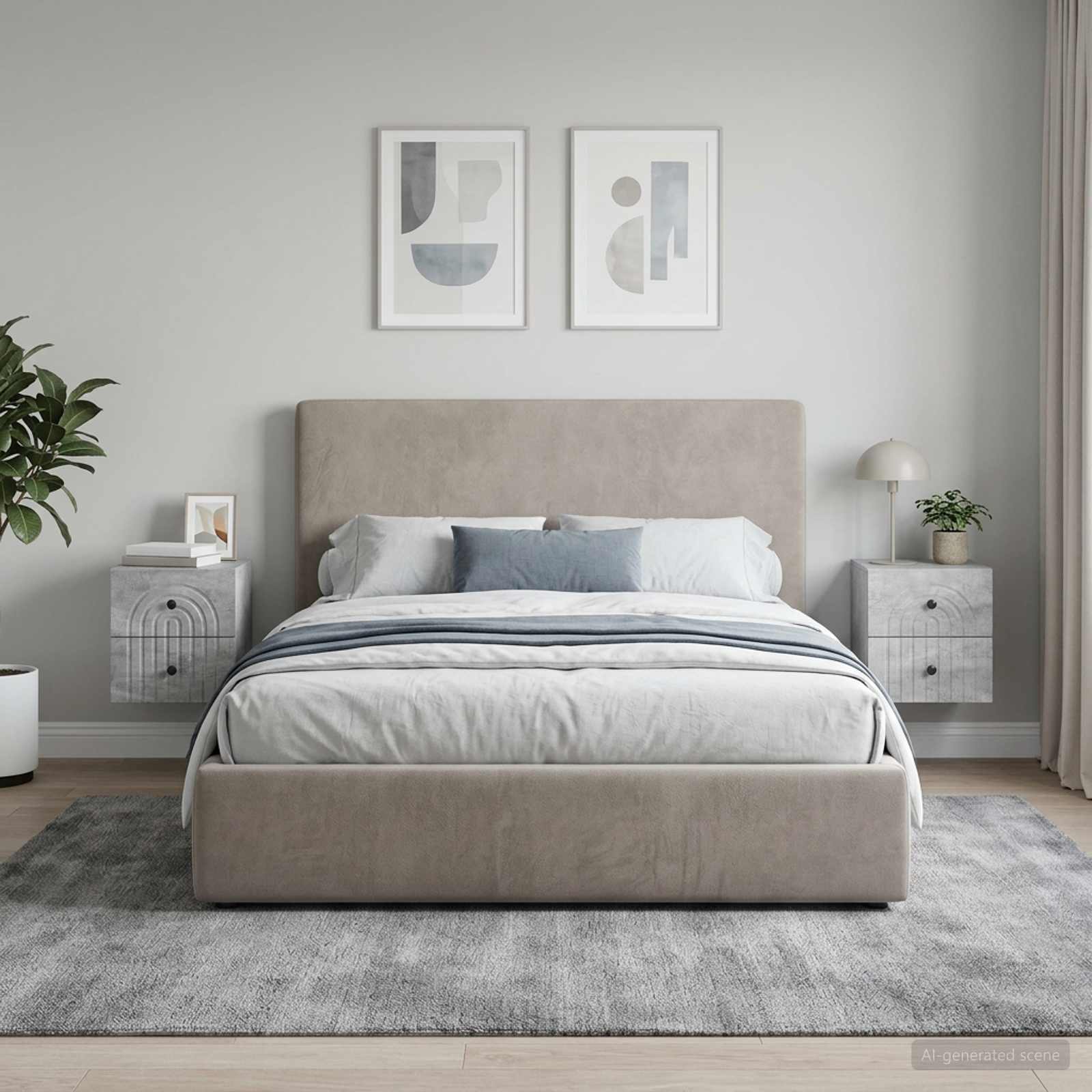 Wandbeugel Bedkast met lade 2 pcs Betongrijs 33 x 34,5 x 40 cm