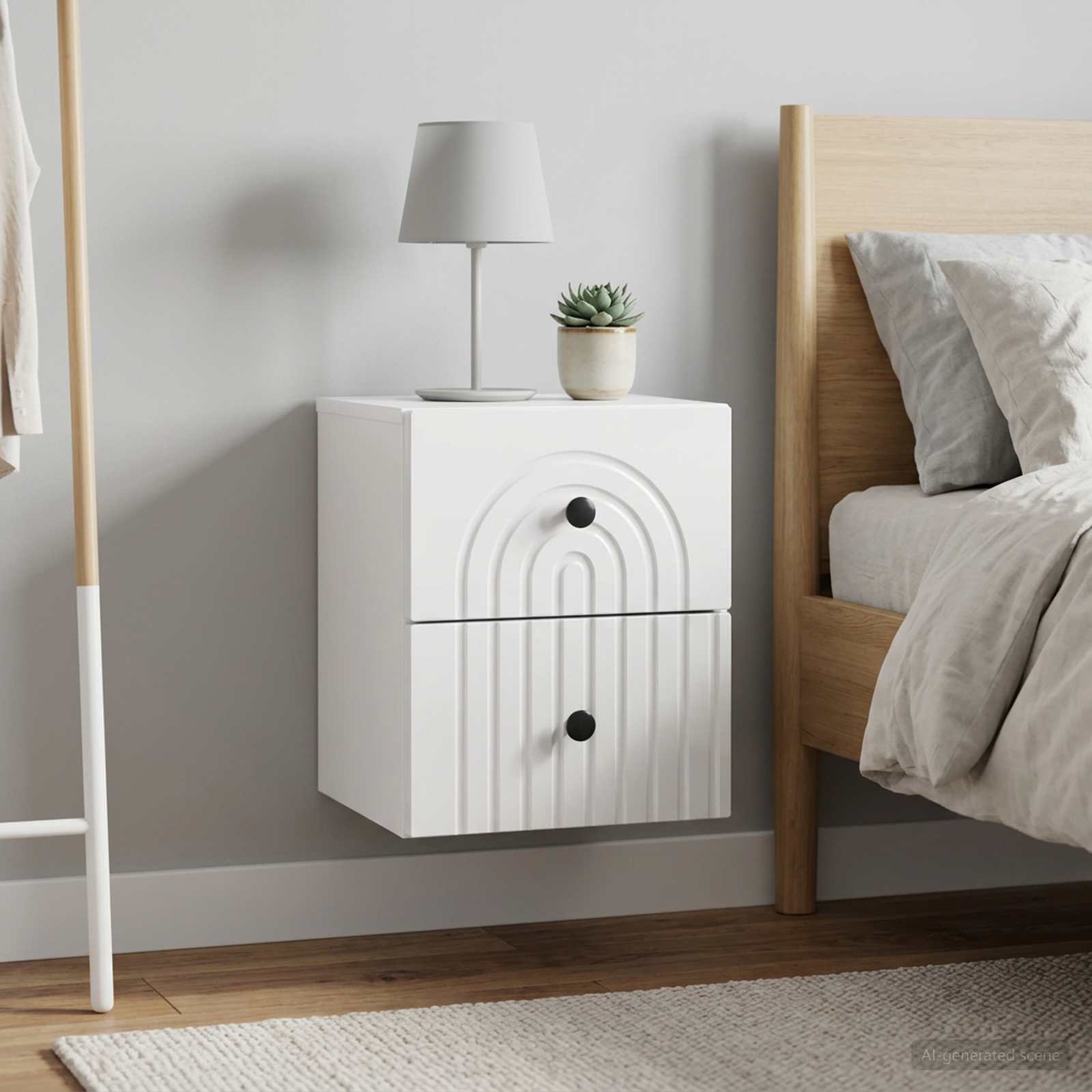 Wandbeugel Bedkast 2 pcs Hoogglans Wit 33 x 34,5 x 40 cm