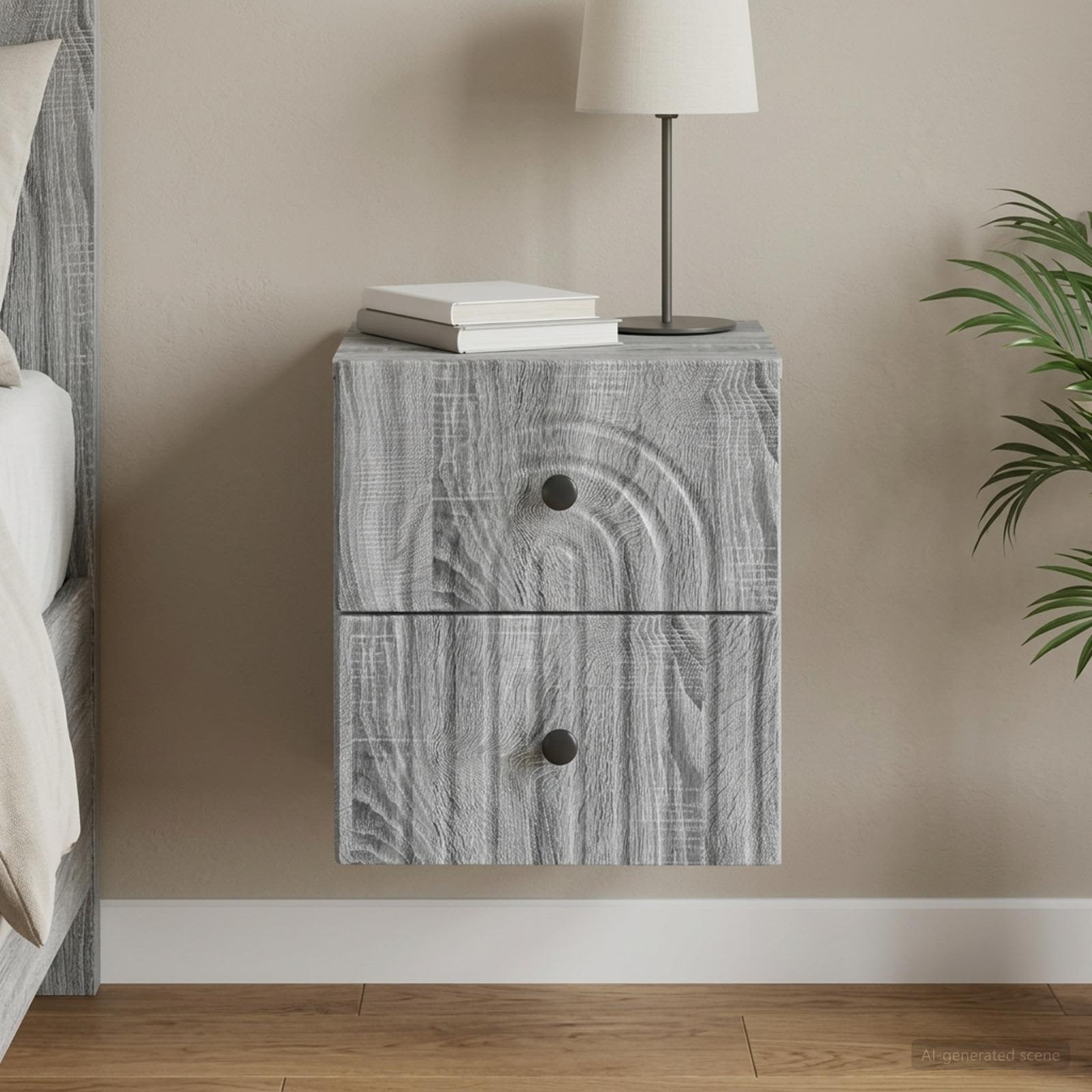 Wandbeugel Bedkast Grijs sonoma 33 x 34,5 x 40 cm Bewerkt hout