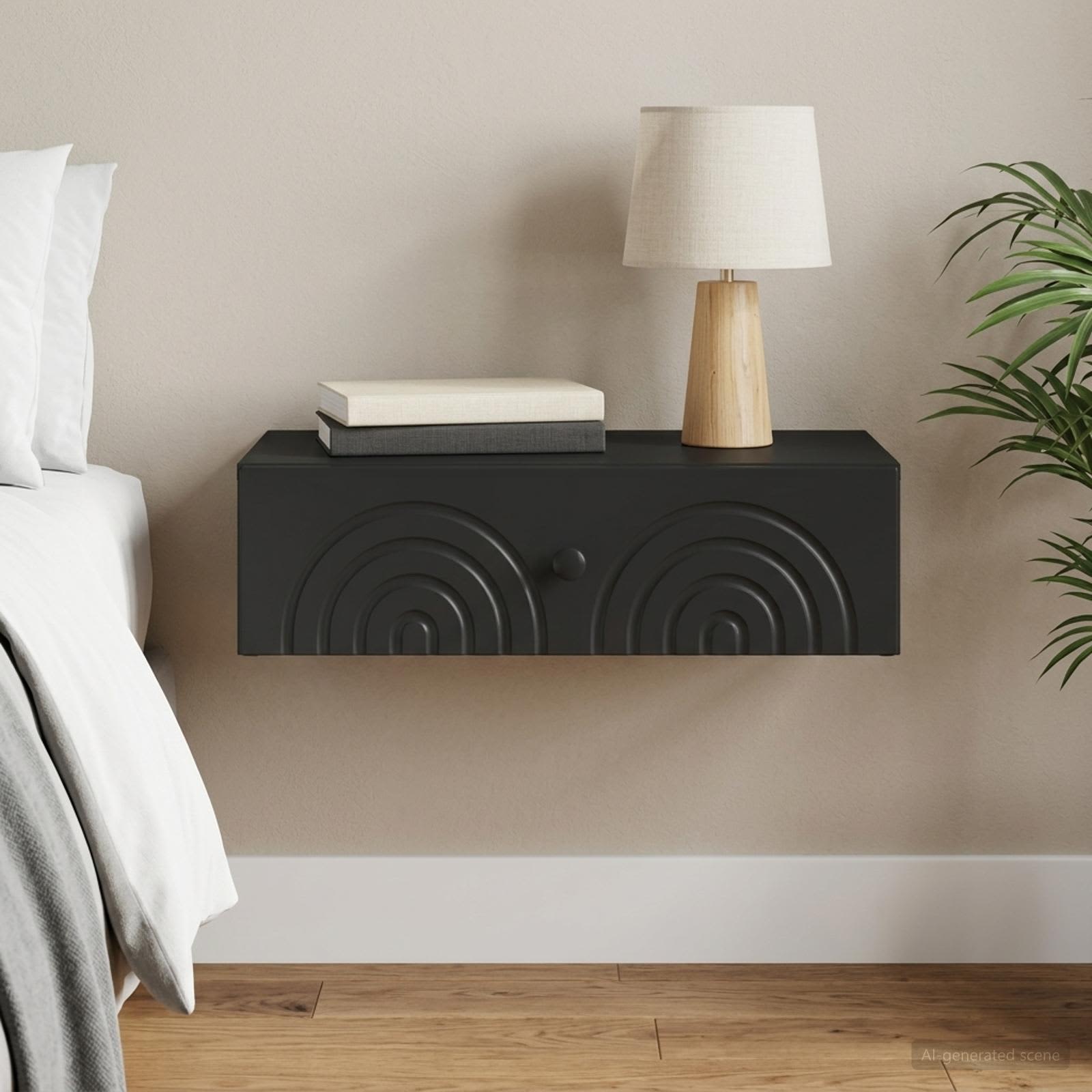 Wandmontage Zijtafel Zwart 59 x 34,5 x 17 cm Bewerkt hout