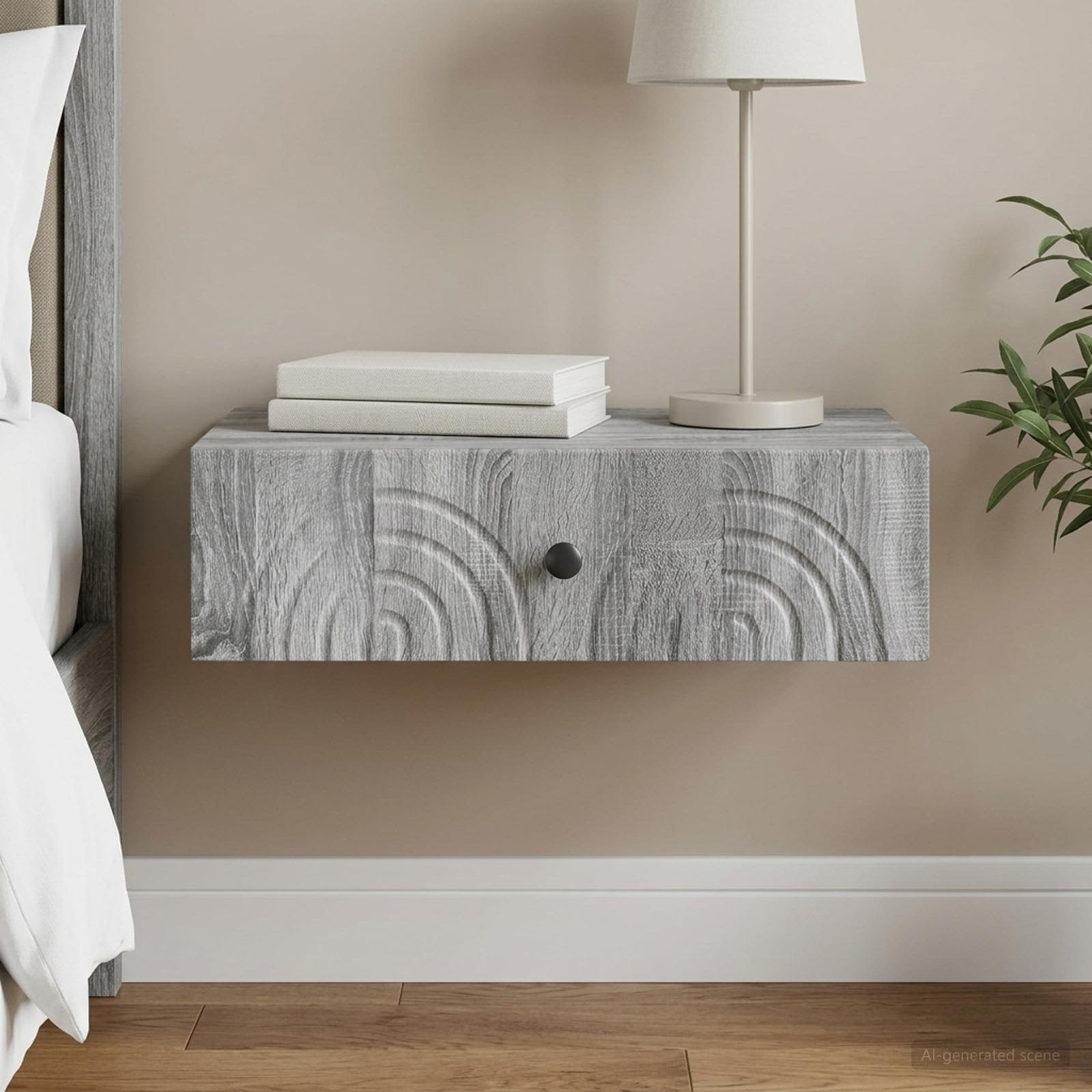Wandmontage Zijtafel Grijs sonoma 59 x 34,5 x 17 cm
