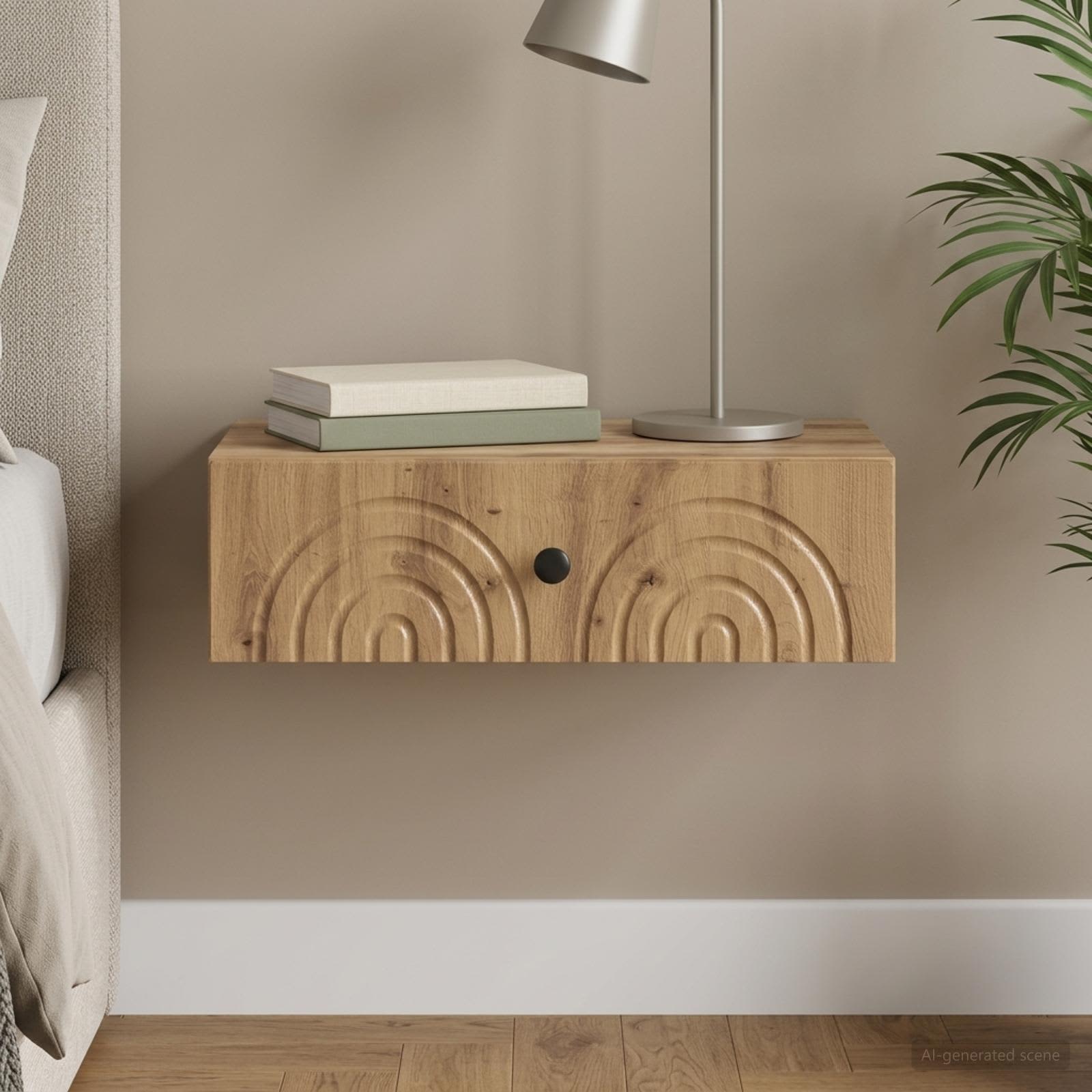 Wandmontage Zijtafel Artisanaal eiken 59 x 34,5 x 17 cm