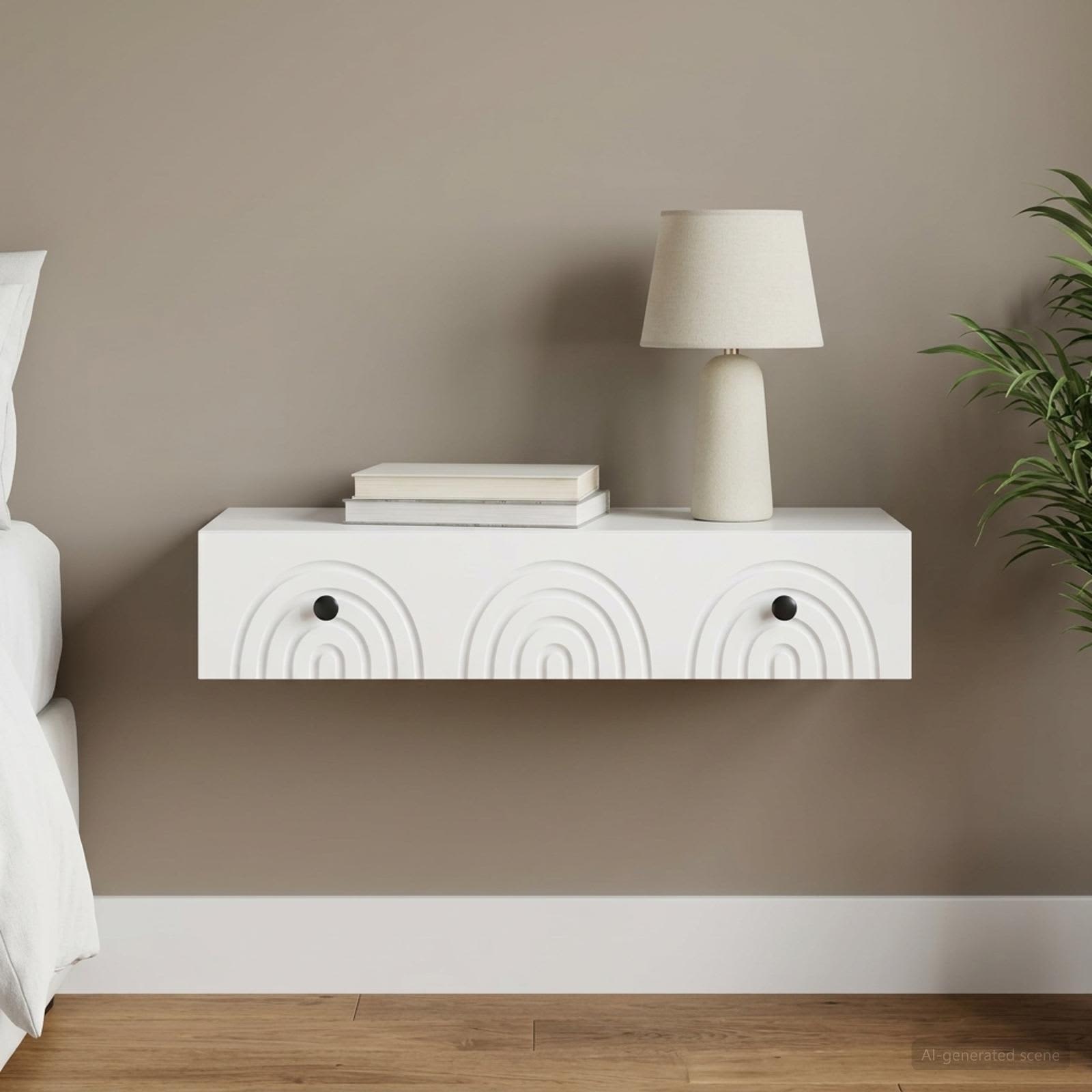 Wandmontage Zijtafel Wit 87,5 x 34,5 x 17 cm Bewerkt hout