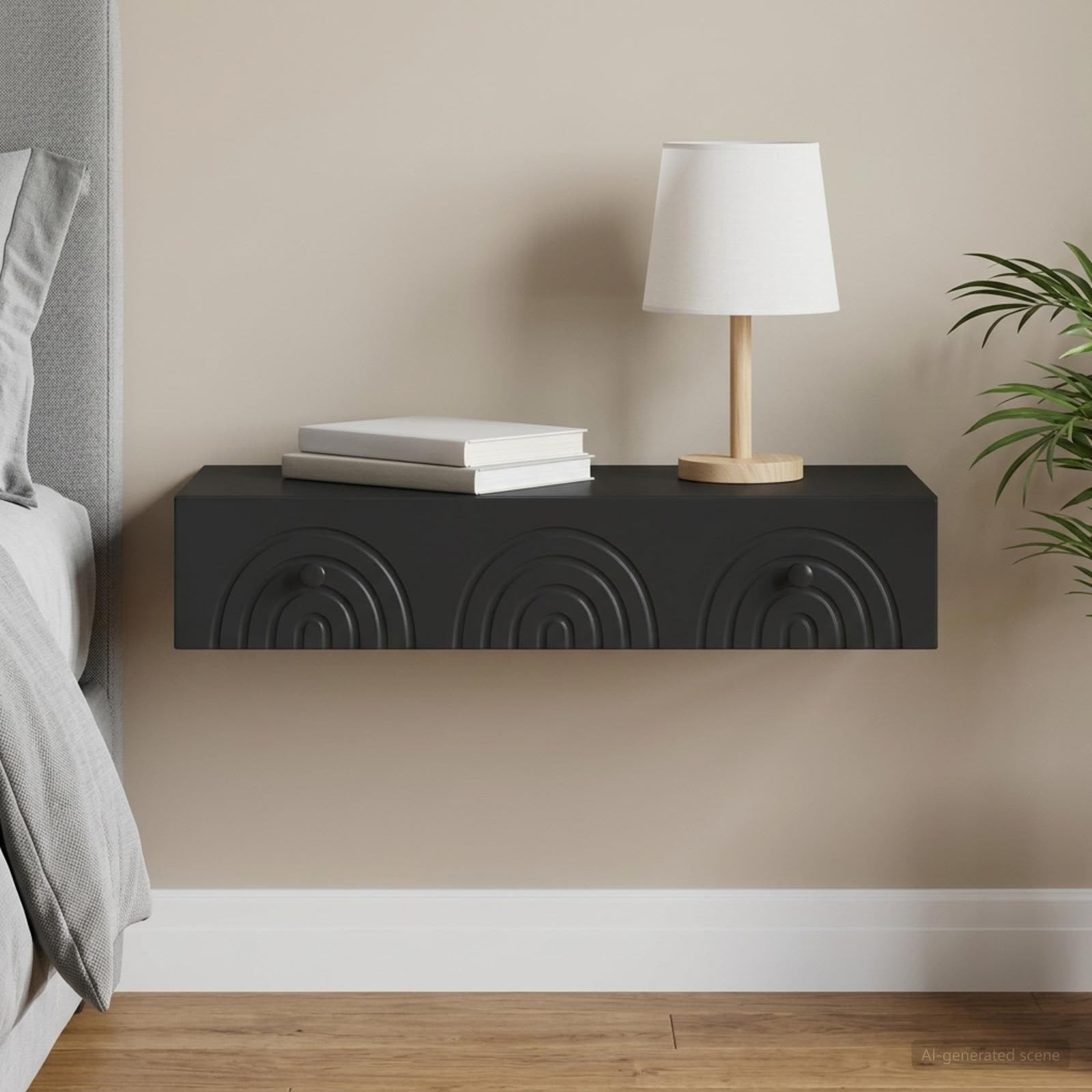Wandmontage Zijtafel Zwart 87,5 x 34,5 x 17 cm Bewerkt hout
