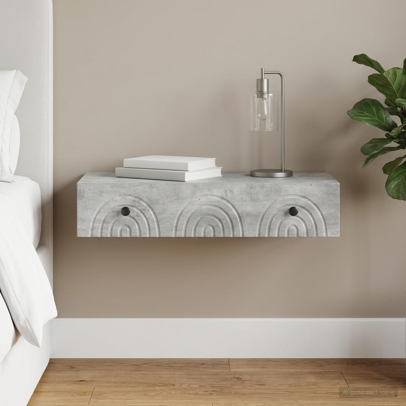 Wandmontage Zijtafel Betongrijs 87,5 x 34,5 x 17 cm