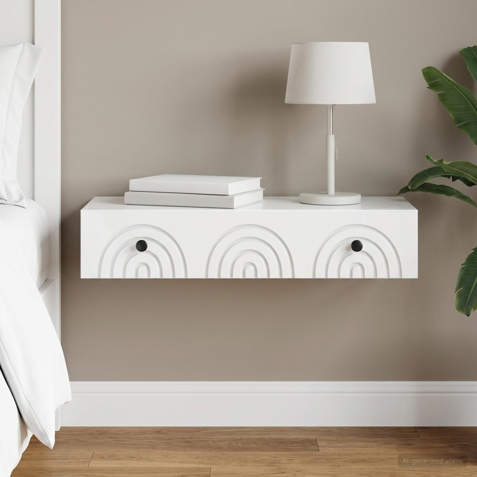 Wandmontage Zijtafel Hoogglans Wit 87,5 x 34,5 x 17 cm