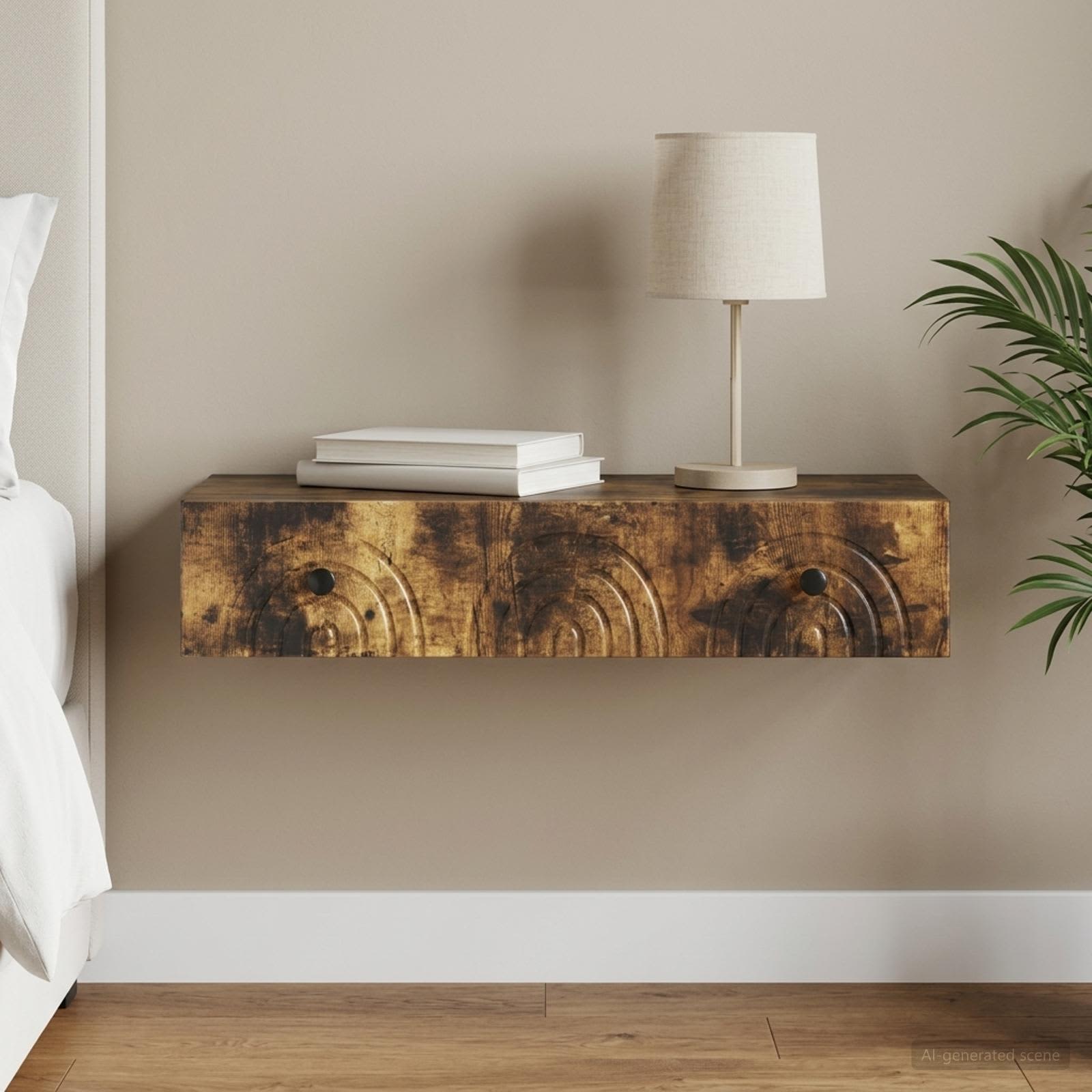 Wandmontage Zijtafel Gerookt eiken 87,5 x 34,5 x 17 cm
