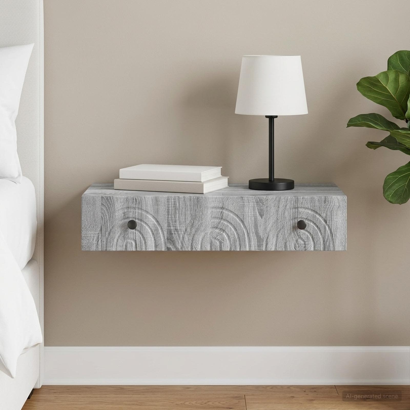 Wandmontage Zijtafel Grijs sonoma 87,5 x 34,5 x 17 cm