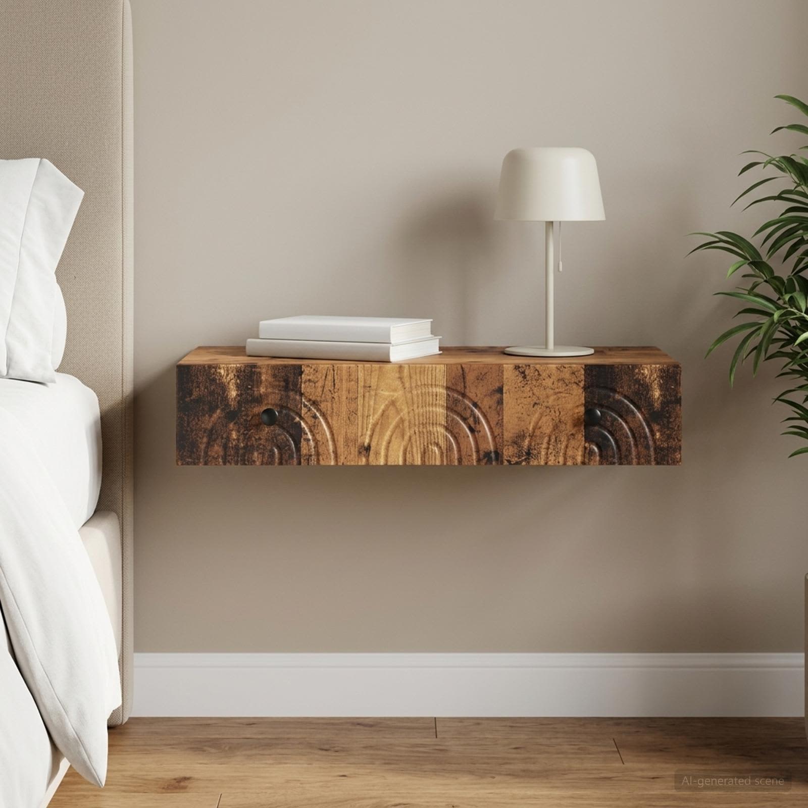 Wandmontage Zijtafel Oud hout 87,5 x 34,5 x 17 cm Bewerkt hout