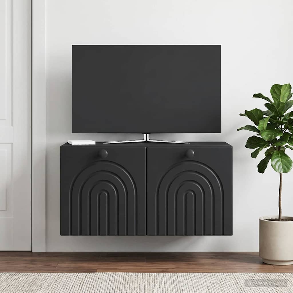 Wandbeugel TV-kast Zwart 59,5 x 41 x 30 cm Bewerkt hout