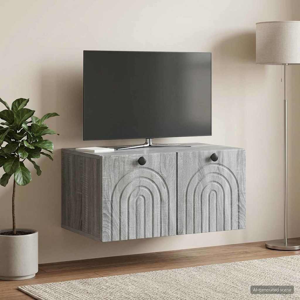 Wandbeugel TV-kast Grijs sonoma 59,5 x 41 x 30 cm Bewerkt hout