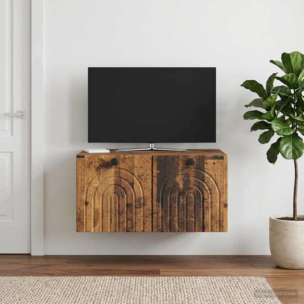 Wandbeugel TV-kast Oud hout 59,5 x 41 x 30 cm Bewerkt hout
