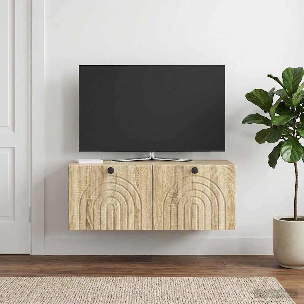 Wandbeugel TV-kast Sonoma Eiken 78,5 x 41 x 30 cm Bewerkt hout