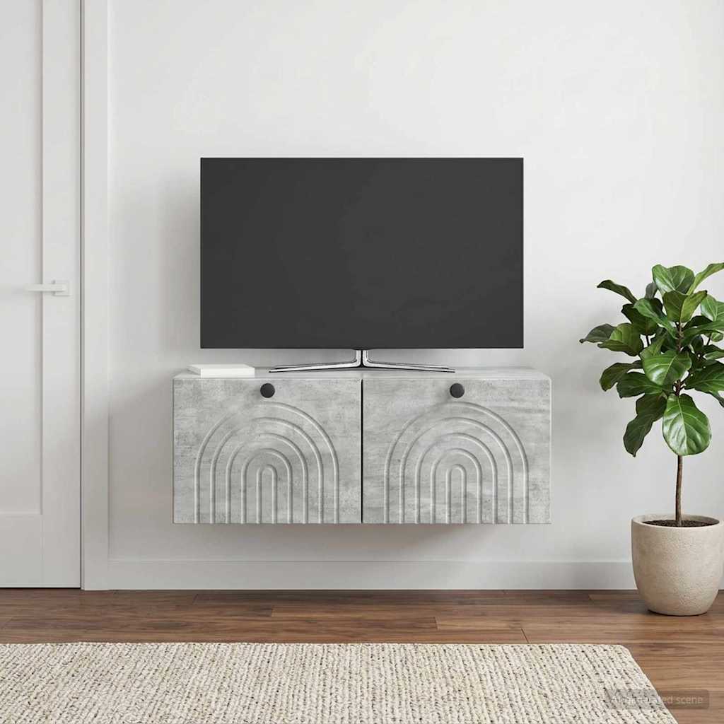 Wandbeugel TV-kast Betongrijs 78,5 x 41 x 30 cm Bewerkt hout