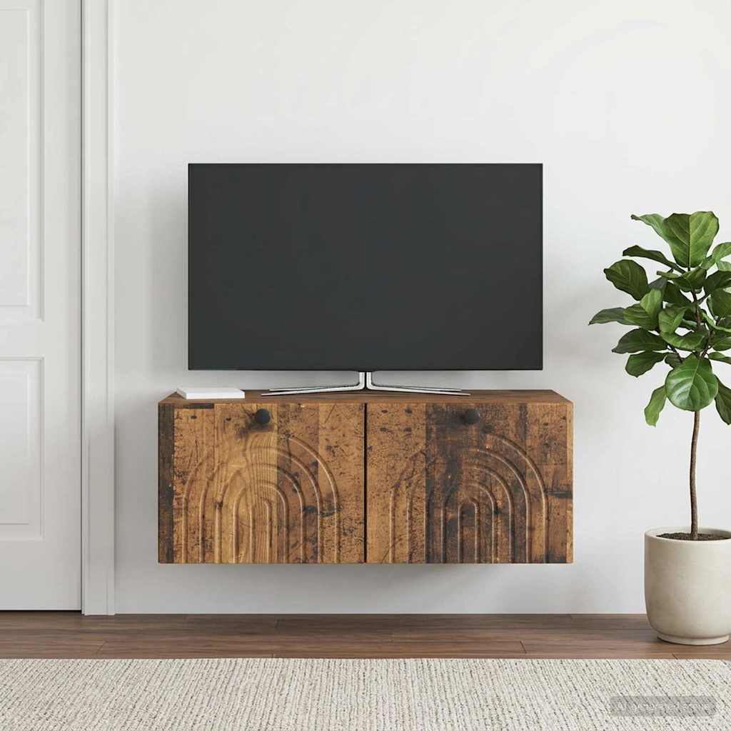 Wandbeugel TV-kast Oud hout 78,5 x 41 x 30 cm Bewerkt hout – afbeelding 1