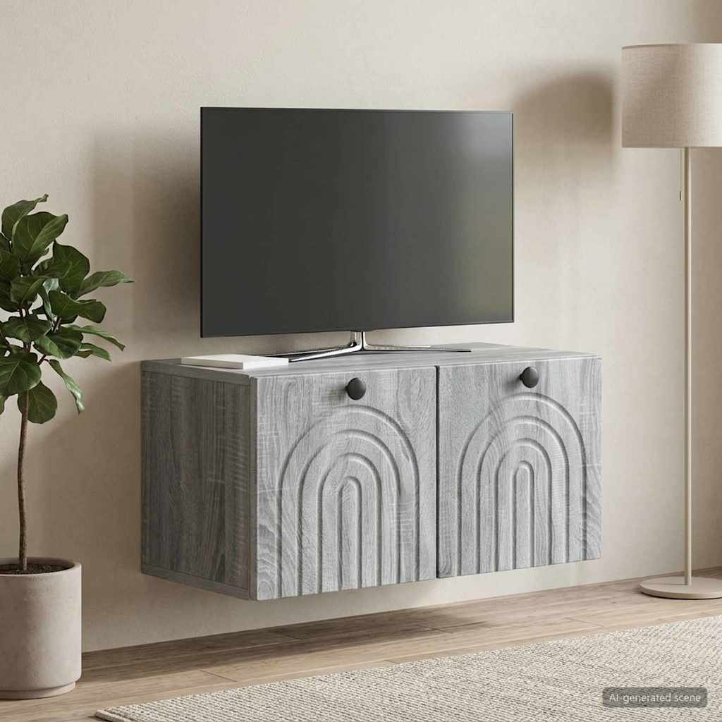 Wandbeugel TV-kast Grijs sonoma 59,5 x 31 x 30 cm Bewerkt hout