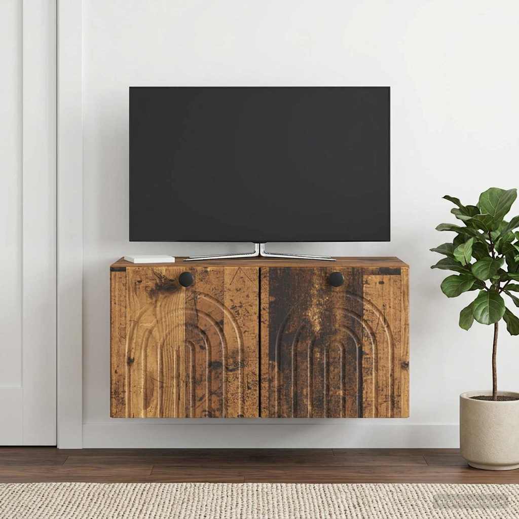 Wandbeugel TV-kast Oud hout 59,5 x 31 x 30 cm Bewerkt hout