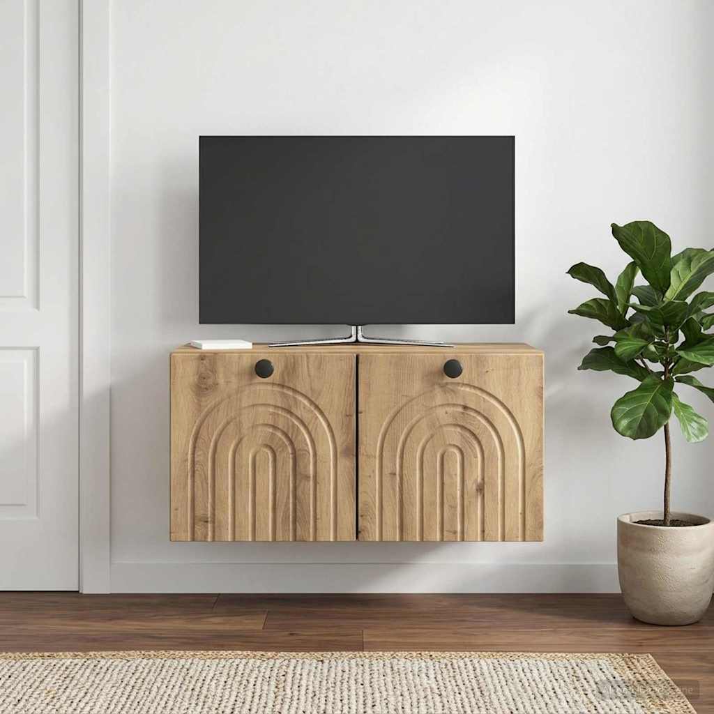 Wandbeugel TV-kast Artisanaal eiken 59,5 x 31 x 30 cm – afbeelding 1
