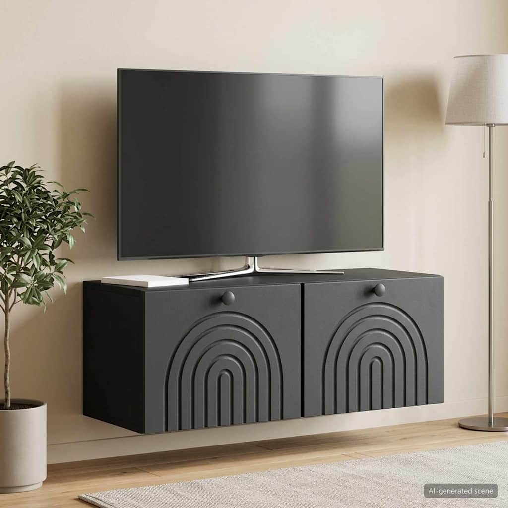 Wandbeugel TV-kast Zwart 78,5 x 31 x 30 cm Bewerkt hout