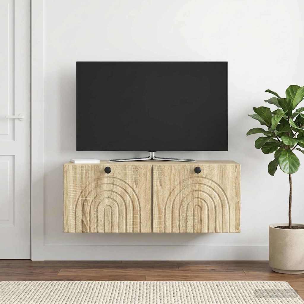 Wandbeugel TV-kast Sonoma Eiken 78,5 x 31 x 30 cm Bewerkt hout