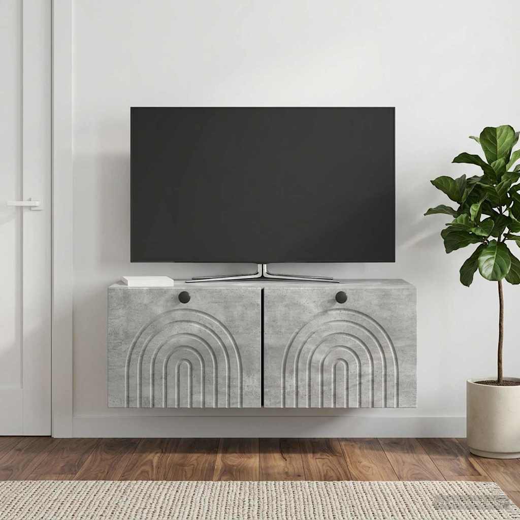 Wandbeugel TV-kast Betongrijs 78,5 x 31 x 30 cm Bewerkt hout