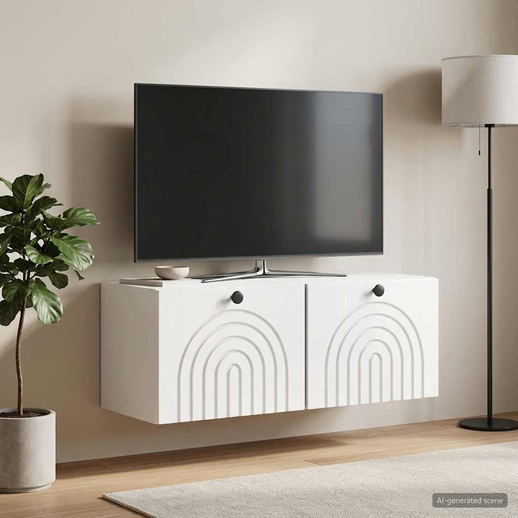 Wandbeugel TV-kast Hoogglans Wit 78,5 x 31 x 30 cm Bewerkt hout
