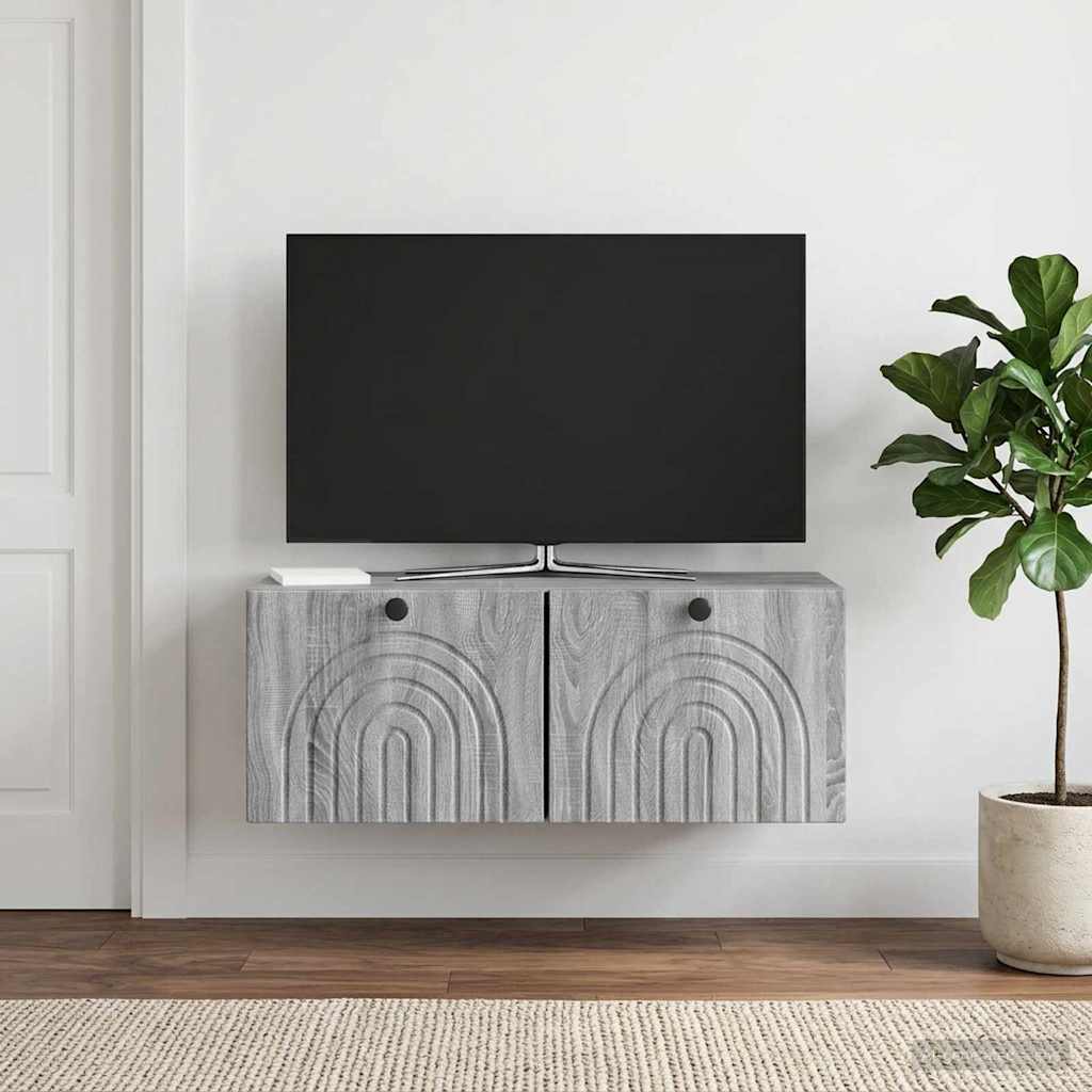 Wandbeugel TV-kast Grijs sonoma 78,5 x 31 x 30 cm Bewerkt hout