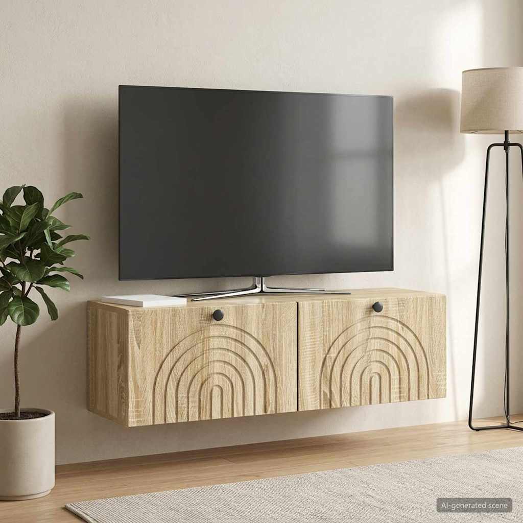 Wandbeugel TV-kast Sonoma Eiken 98 x 31 x 30 cm Bewerkt hout