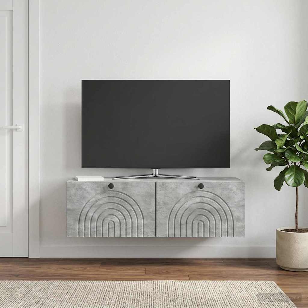 Wandbeugel TV-kast Betongrijs 98 x 31 x 30 cm Bewerkt hout