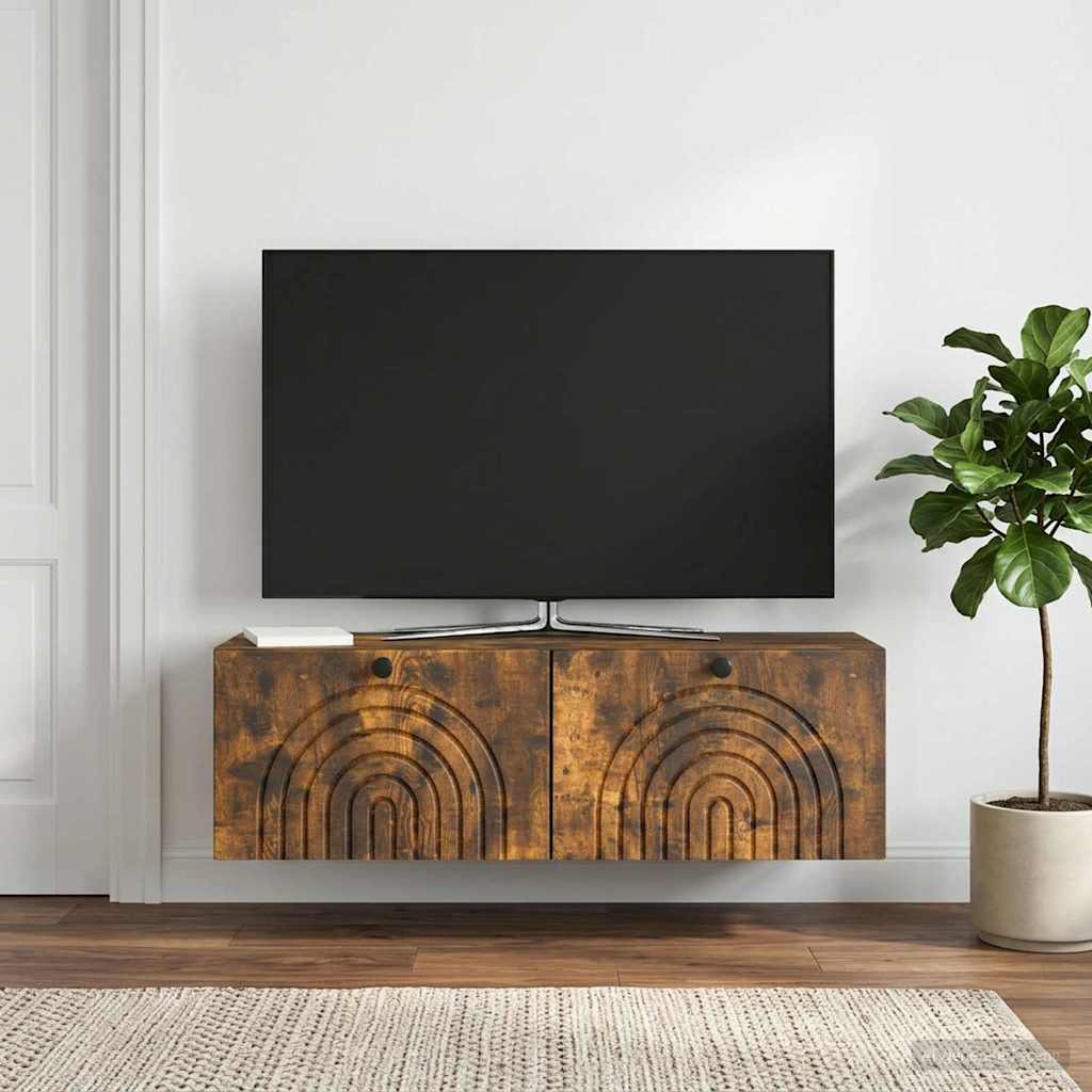 Wandbeugel TV-kast Gerookt eiken 98 x 31 x 30 cm Bewerkt hout