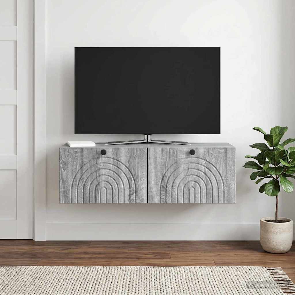Wandbeugel TV-kast Grijs sonoma 98 x 31 x 30 cm Bewerkt hout