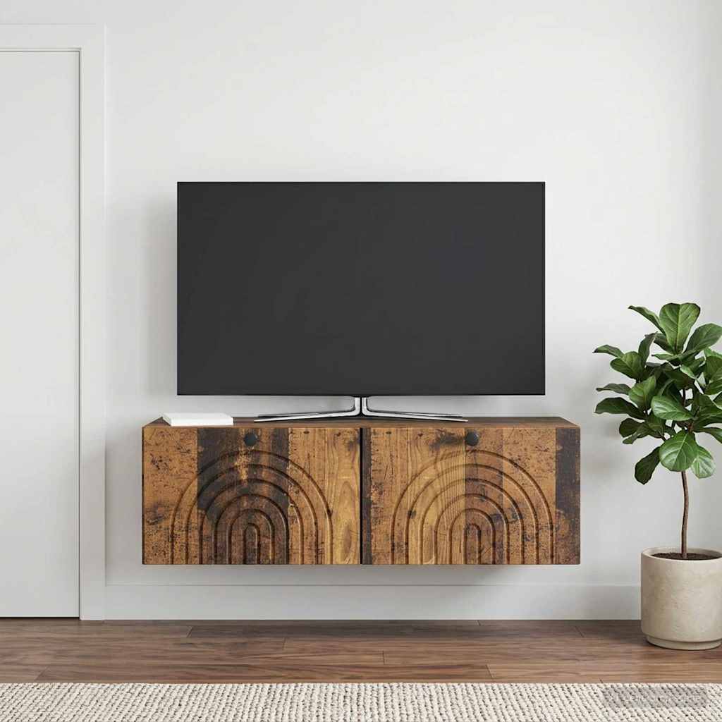 Wandbeugel TV-kast Oud hout 98 x 31 x 30 cm Bewerkt hout