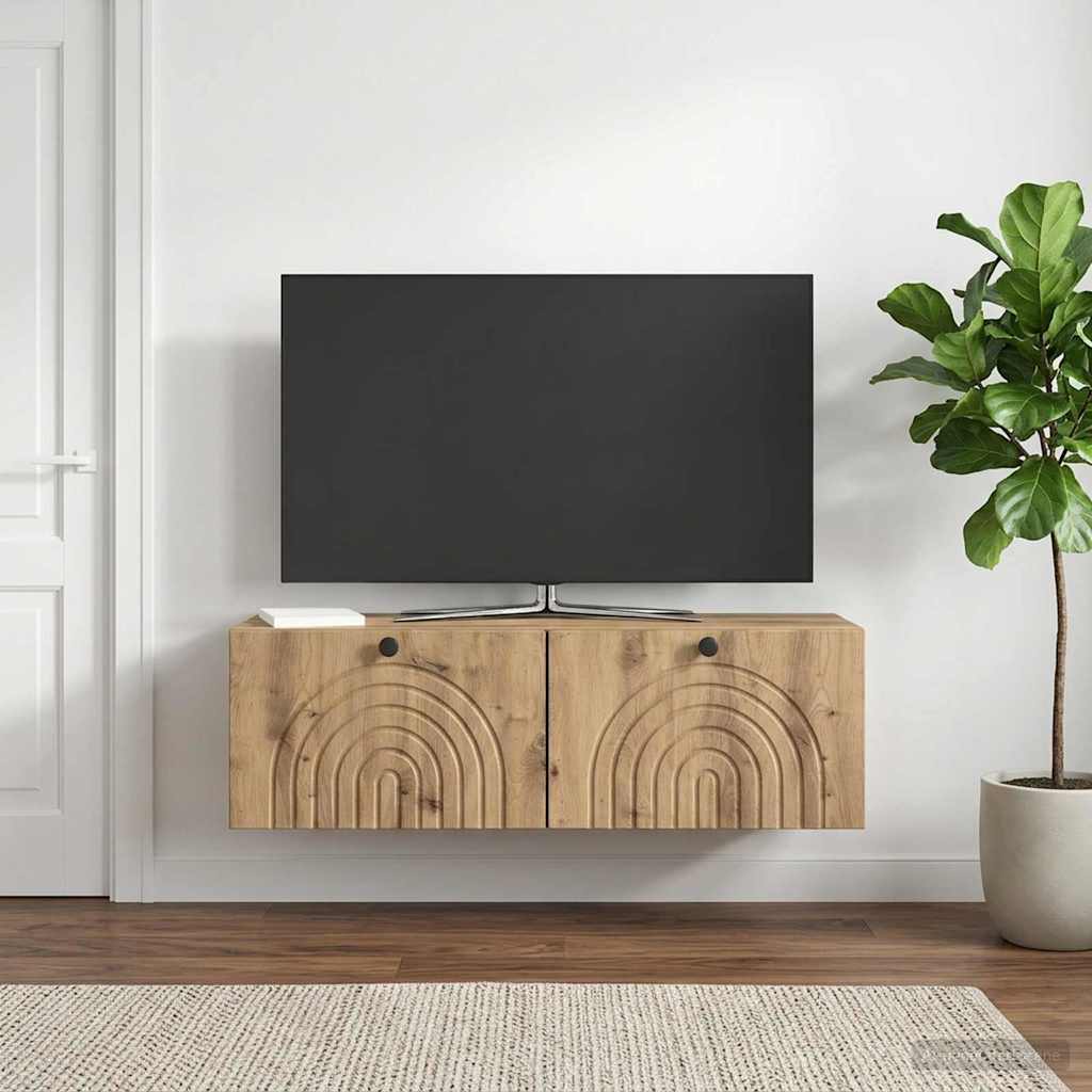 Wandbeugel TV-kast Artisanaal eiken 98 x 31 x 30 cm