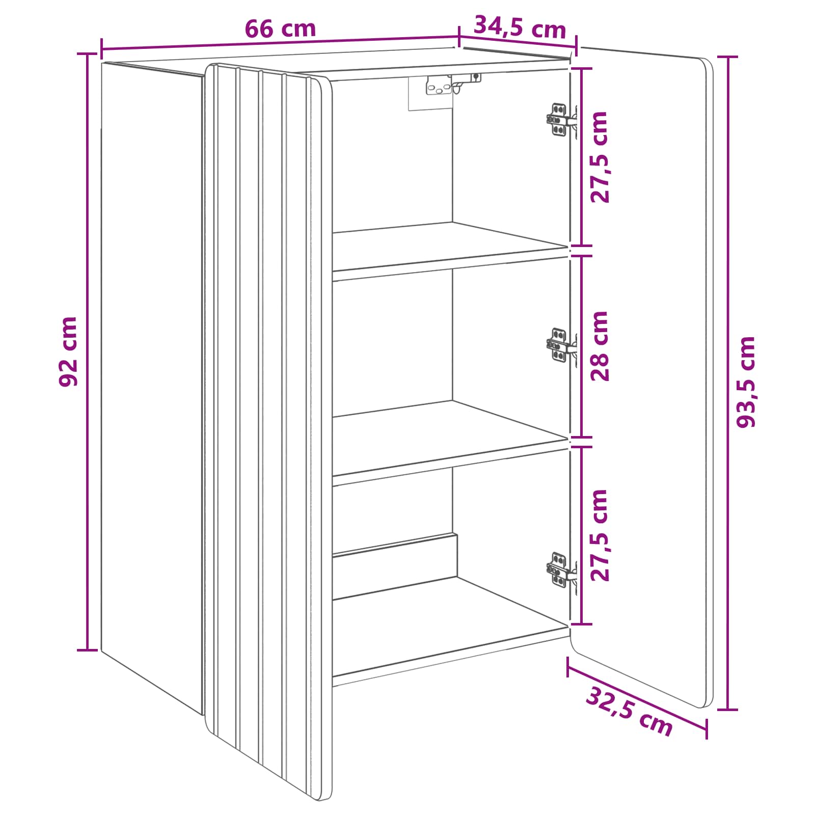 Wandkast Gerookt eiken 66 x 34,5 x 92 cm Bewerkt hout – afbeelding 8