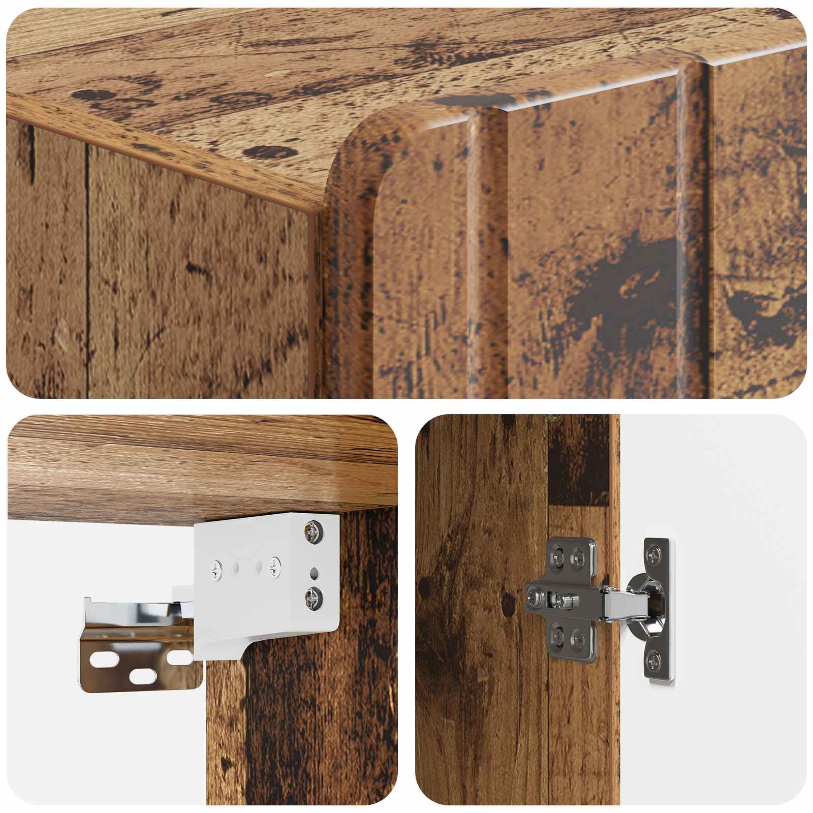Wandkast Oud hout 66 x 34,5 x 92 cm Bewerkt hout – afbeelding 7