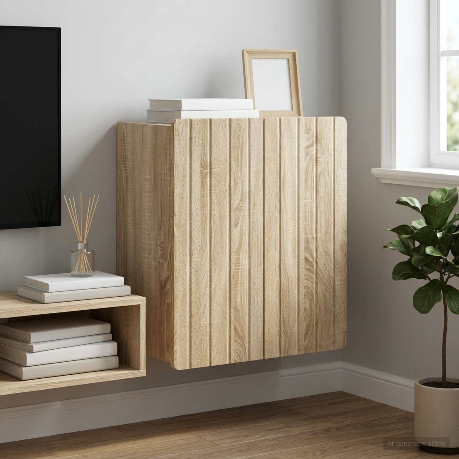 Wandkast Sonoma Eiken 59 x 31 x 64 cm Bewerkt hout – afbeelding 1