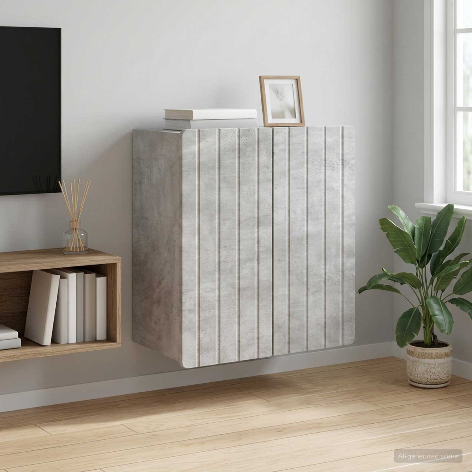 Wandkast Betongrijs 59 x 31 x 64 cm Bewerkt hout – afbeelding 1