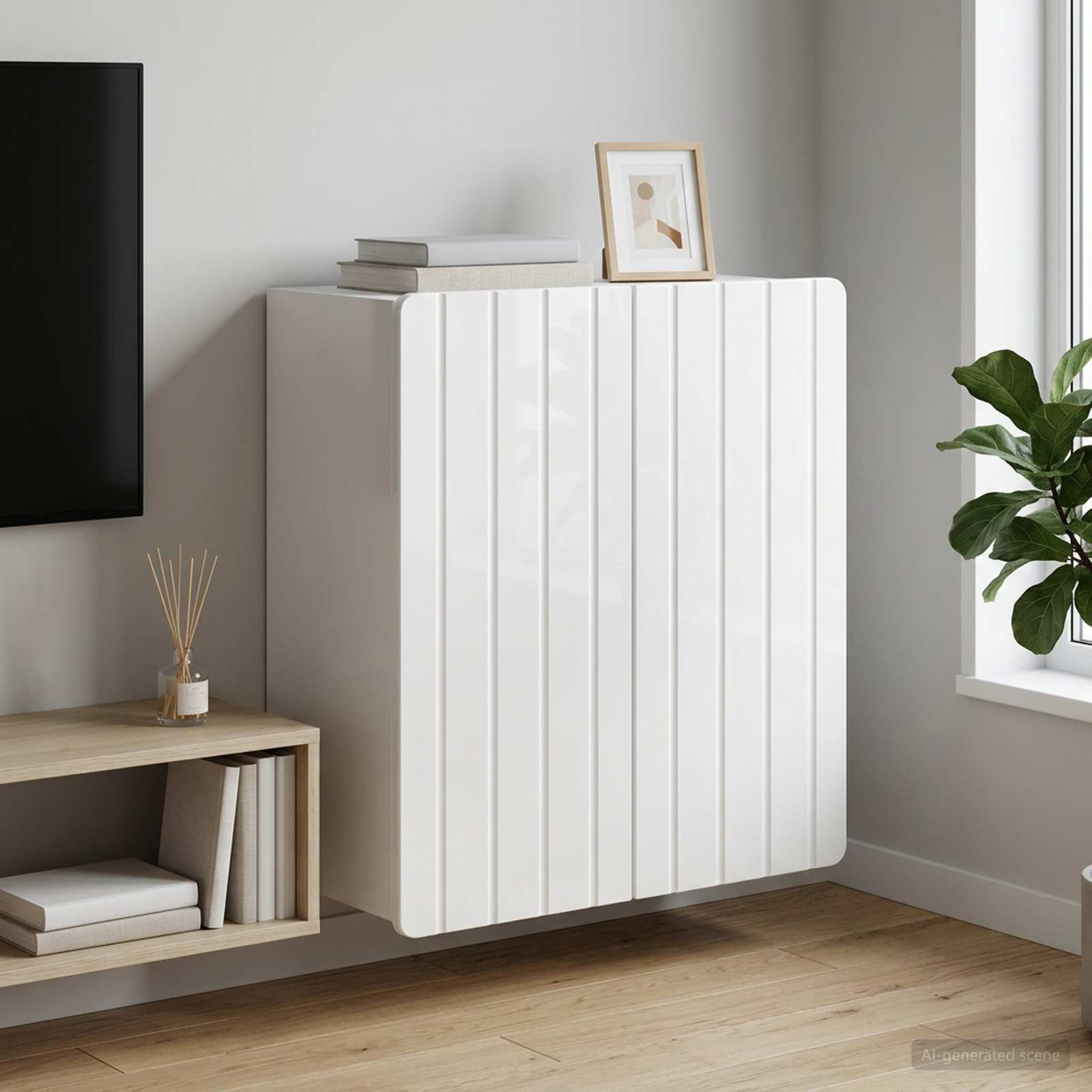 Wandkast Hoogglans Wit 59 x 31 x 64 cm Bewerkt hout