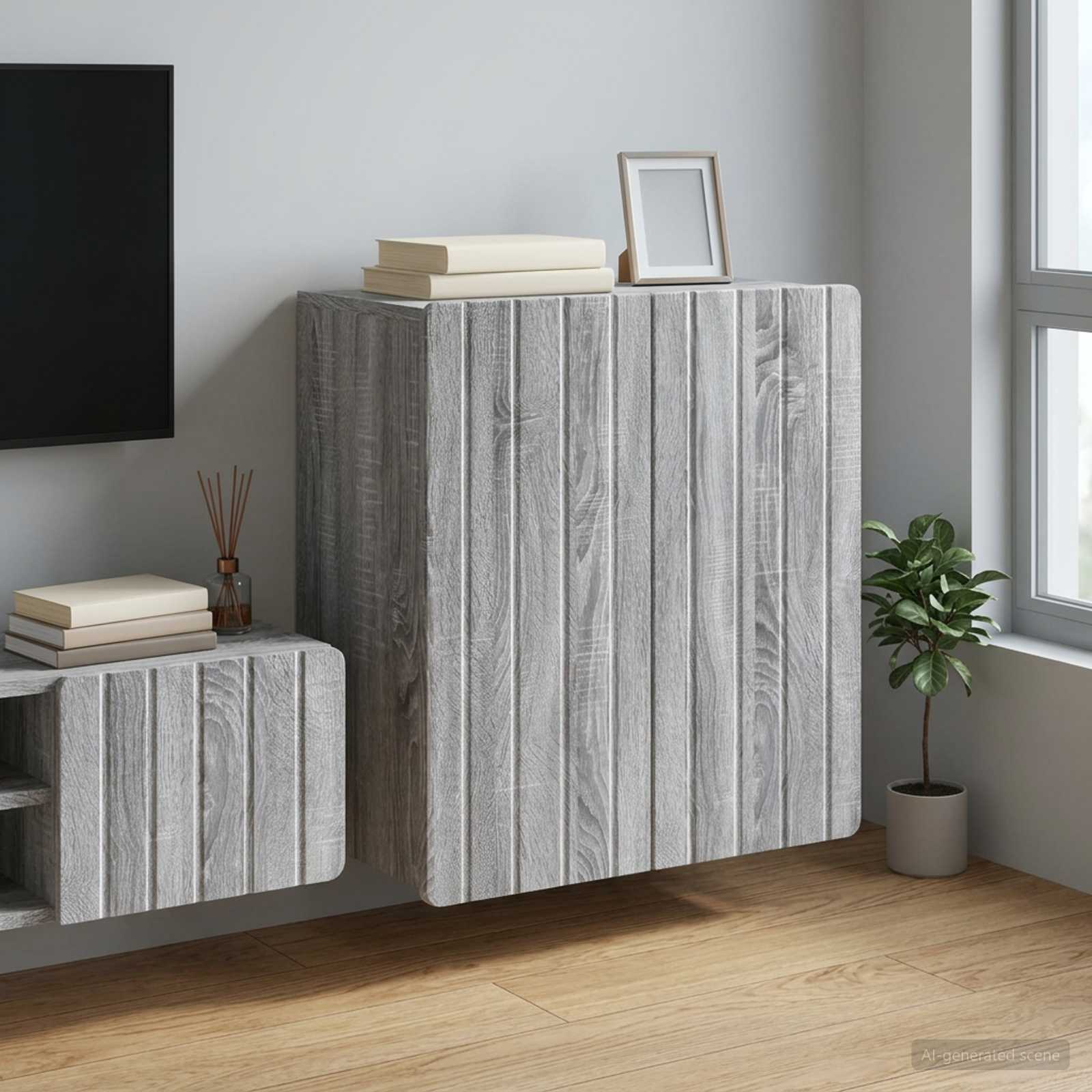 Wandkast Grijs Sonoma 59 x 31 x 64 cm Bewerkt hout – afbeelding 1