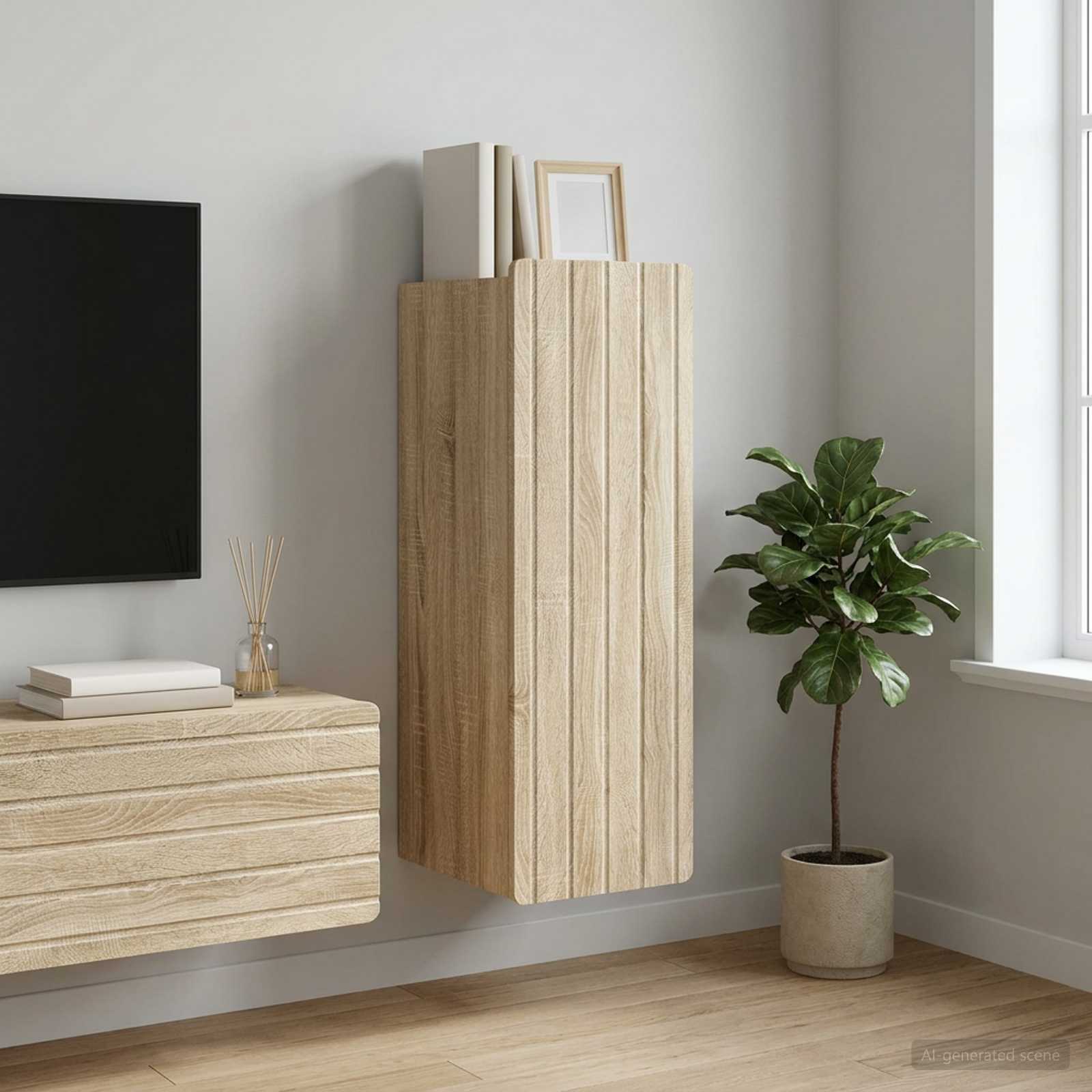 Wandkast Sonoma Eiken 33 x 34,5 x 94 cm Bewerkt hout