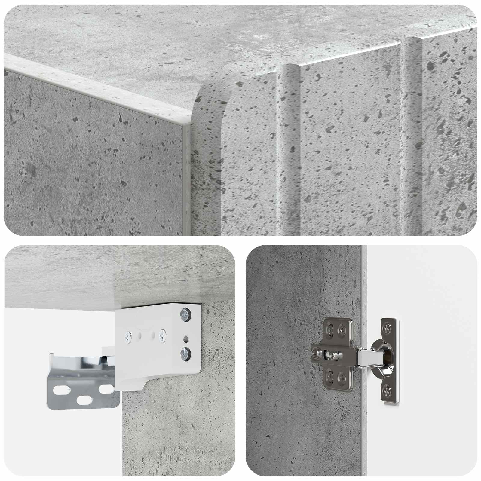 Wandkast Betongrijs 33 x 34,5 x 94 cm Bewerkt hout – afbeelding 7