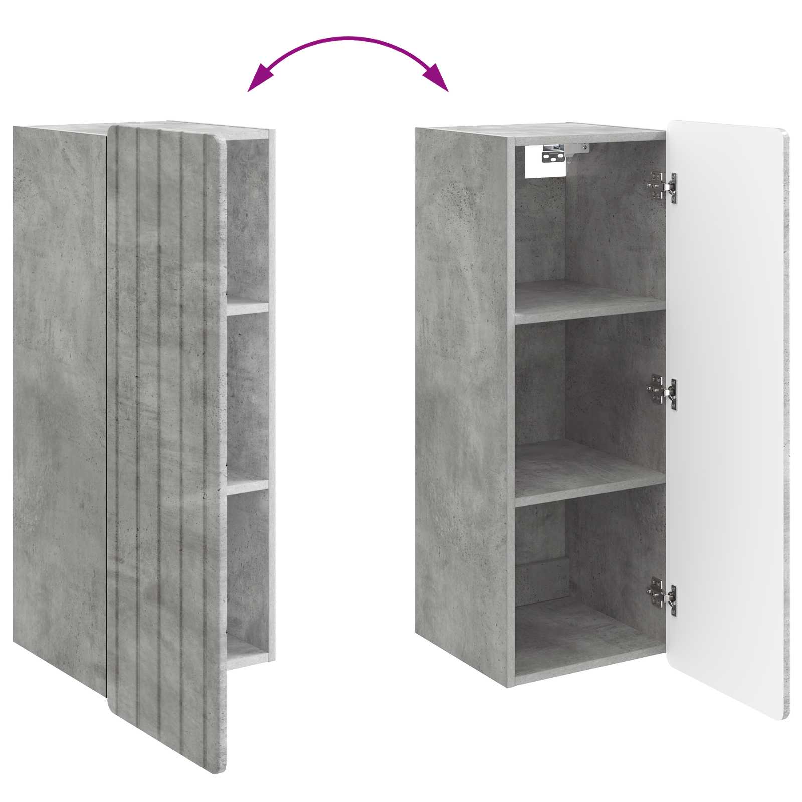 Wandkast Betongrijs 33 x 34,5 x 94 cm Bewerkt hout – afbeelding 8