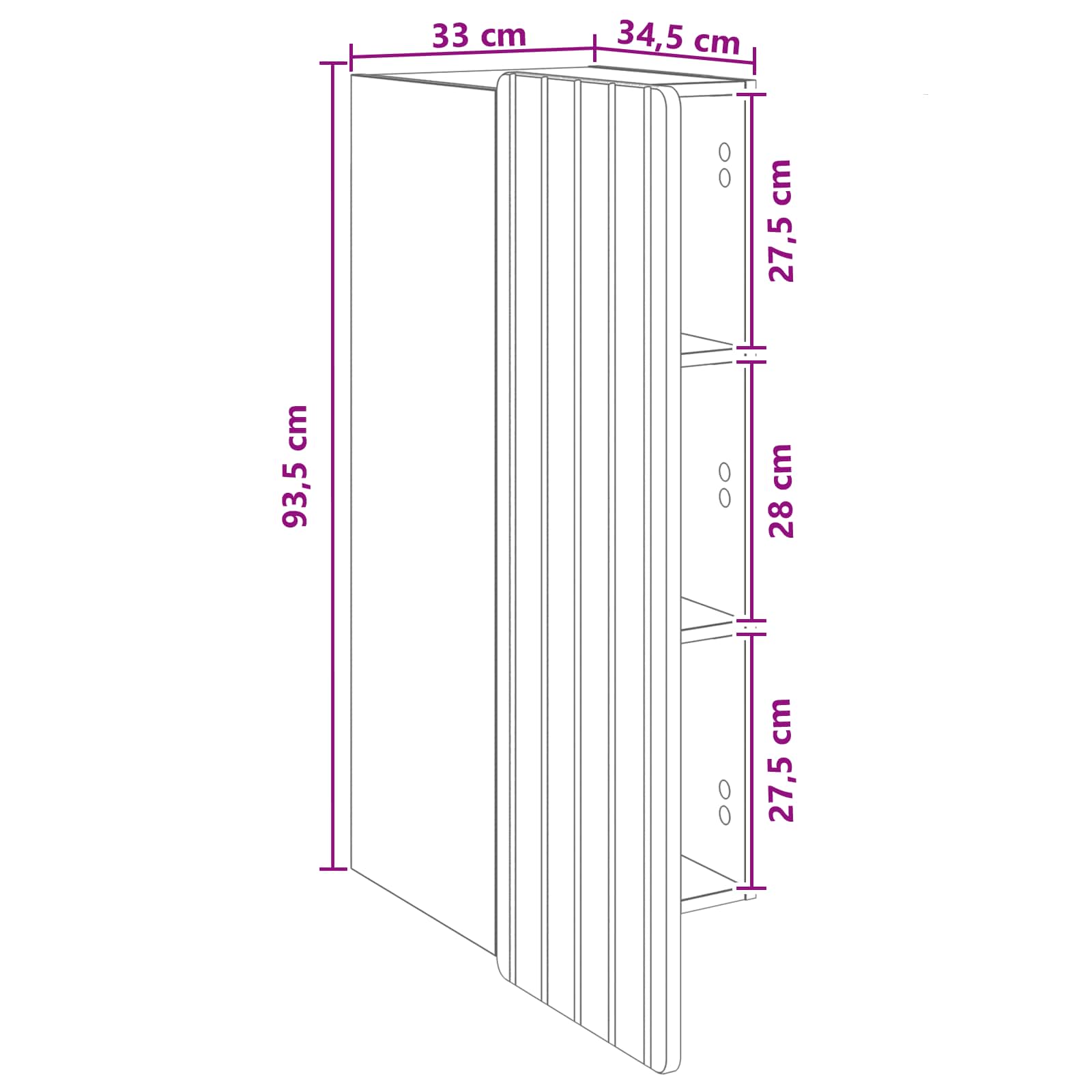 Wandkast Betongrijs 33 x 34,5 x 94 cm Bewerkt hout – afbeelding 9
