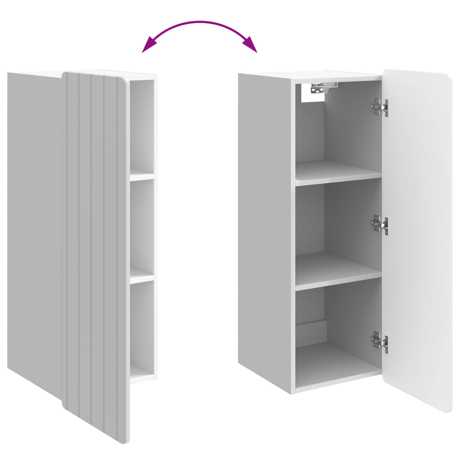 Wandkast Hoogglans Wit 33 x 34,5 x 94 cm Bewerkt hout – afbeelding 8