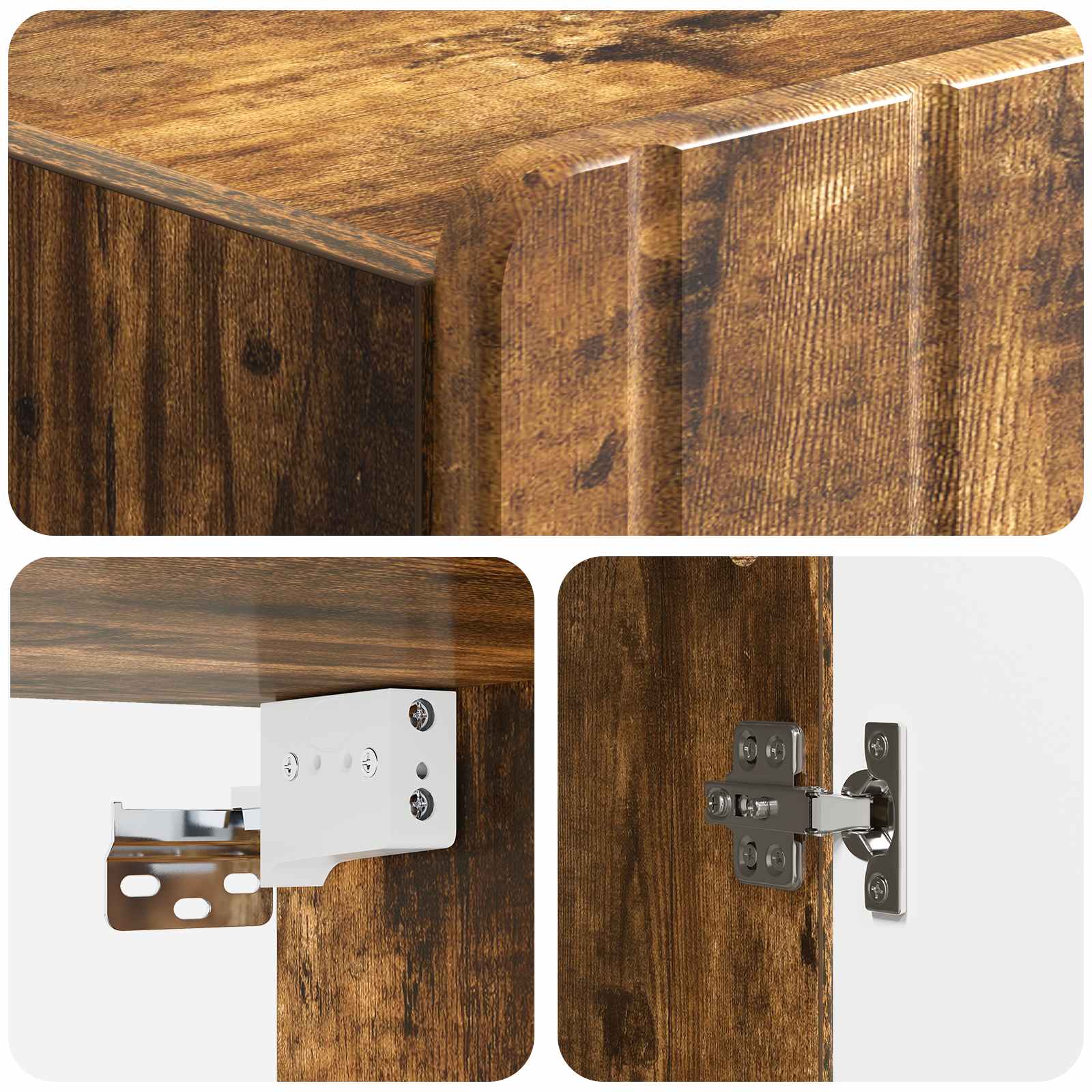 Wandkast Gerookt eiken 33 x 34,5 x 94 cm Bewerkt hout – afbeelding 7