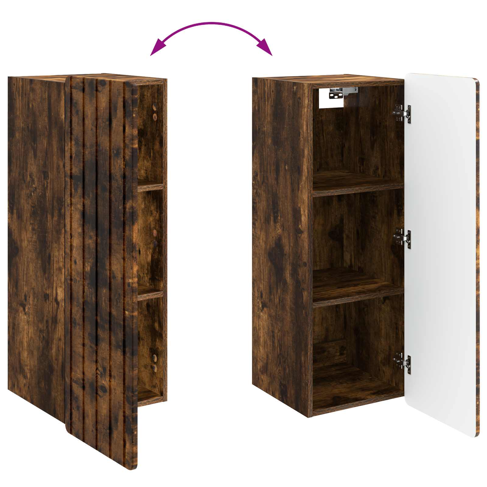 Wandkast Gerookt eiken 33 x 34,5 x 94 cm Bewerkt hout – afbeelding 8