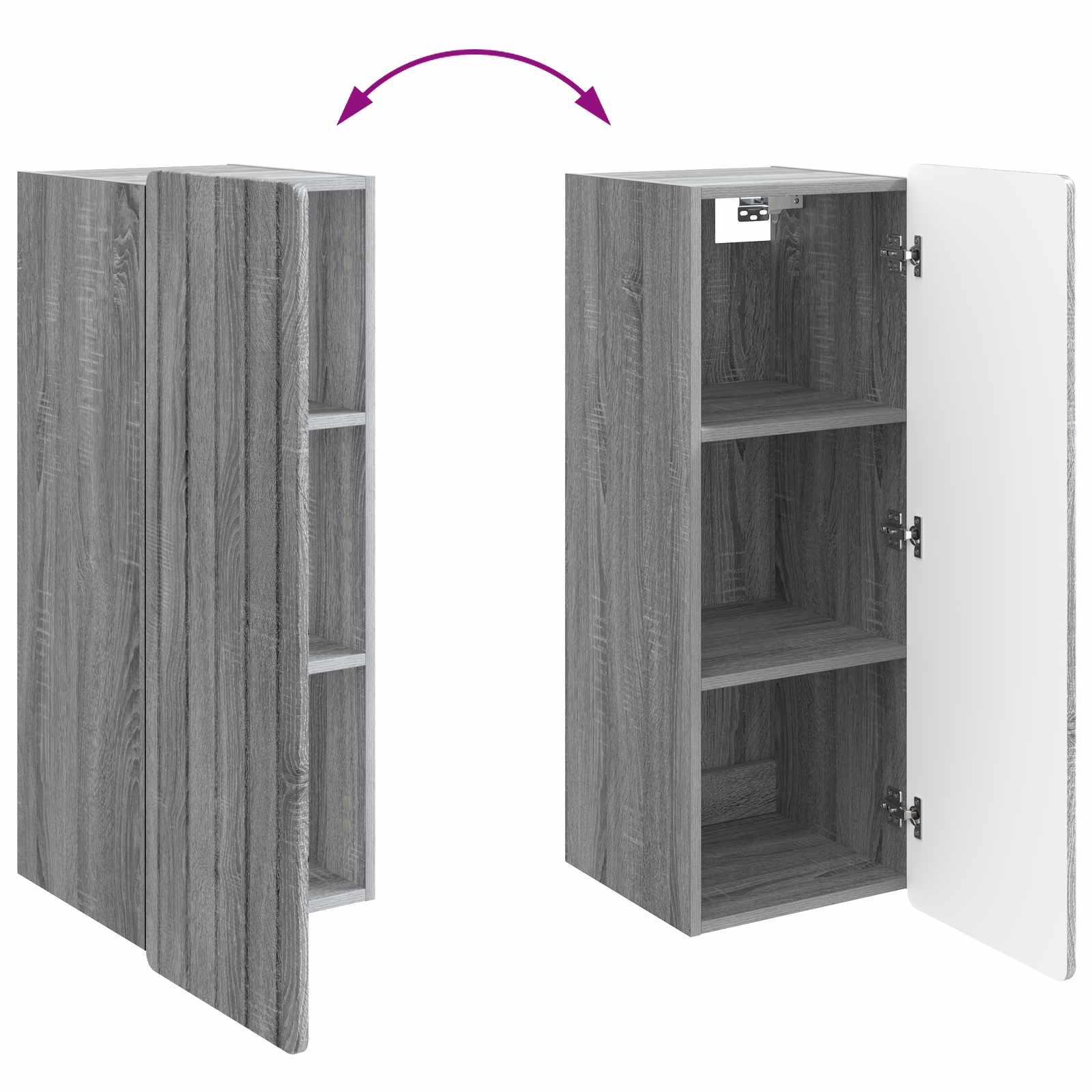 Wandkast Grijs Sonoma 33 x 34,5 x 94 cm Bewerkt hout – afbeelding 8