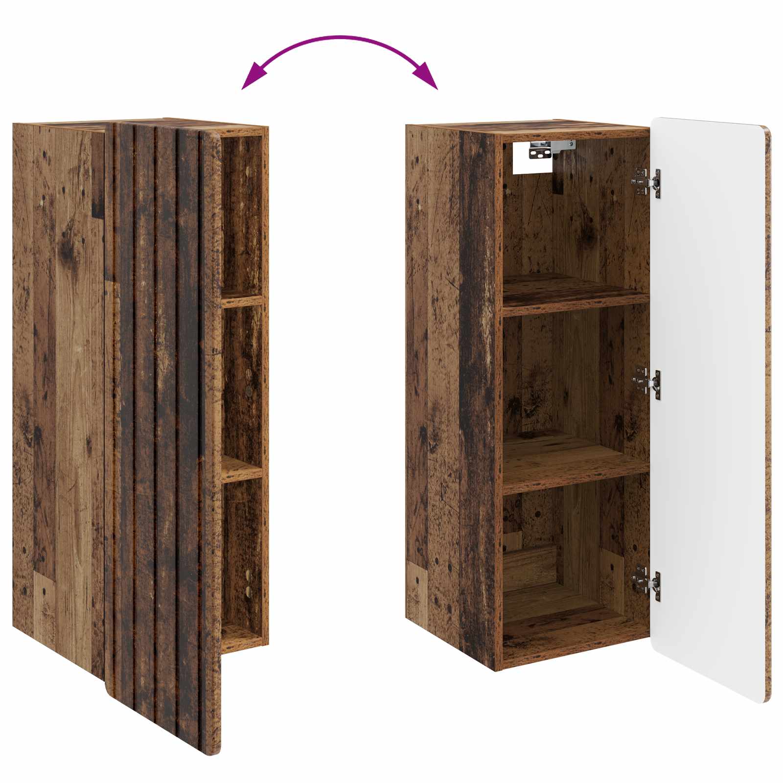 Wandkast Oud hout 33 x 34,5 x 94 cm Bewerkt hout – afbeelding 8