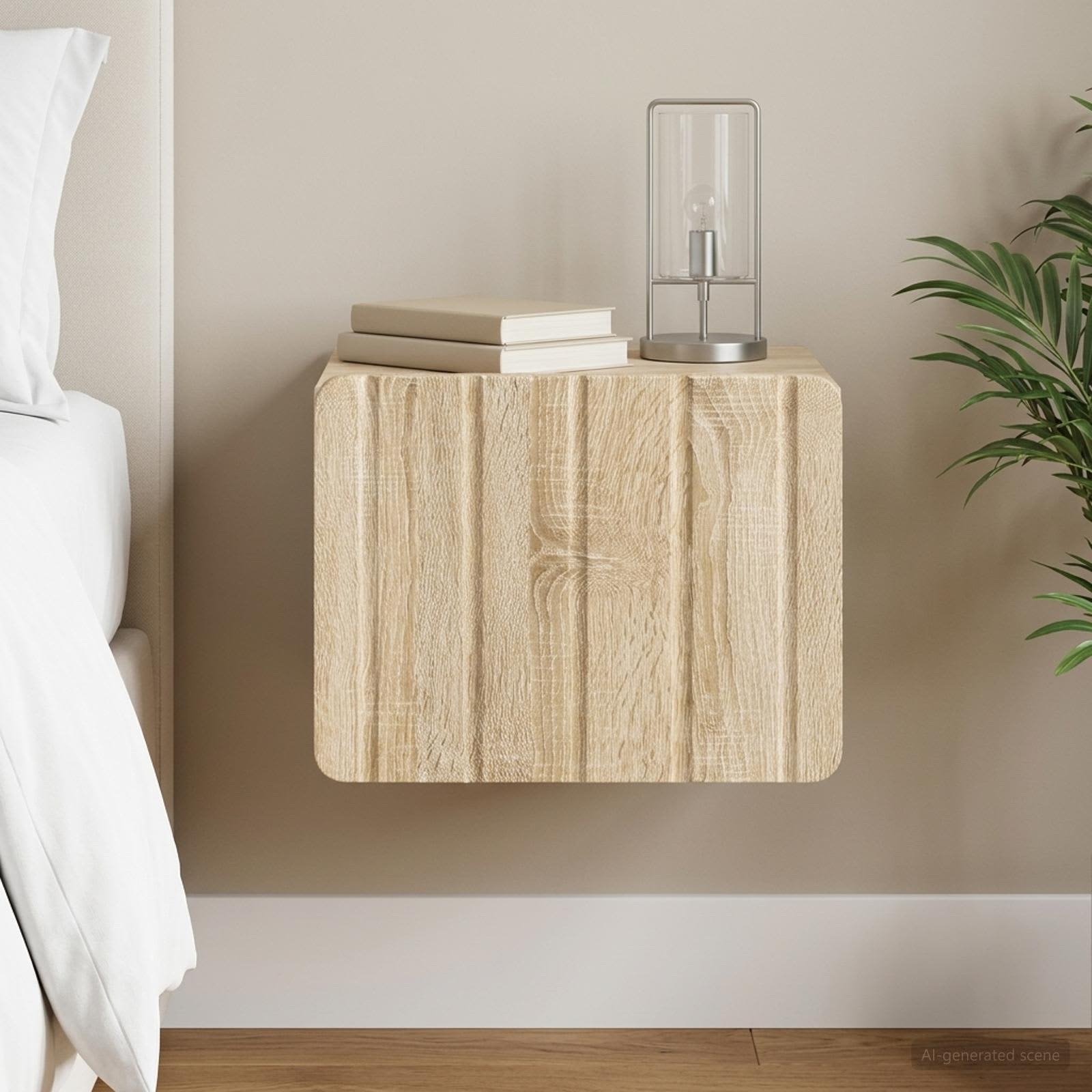 Wandbeugel Bedkast Sonoma Eiken 33 x 34,5 x 24 cm Bewerkt hout