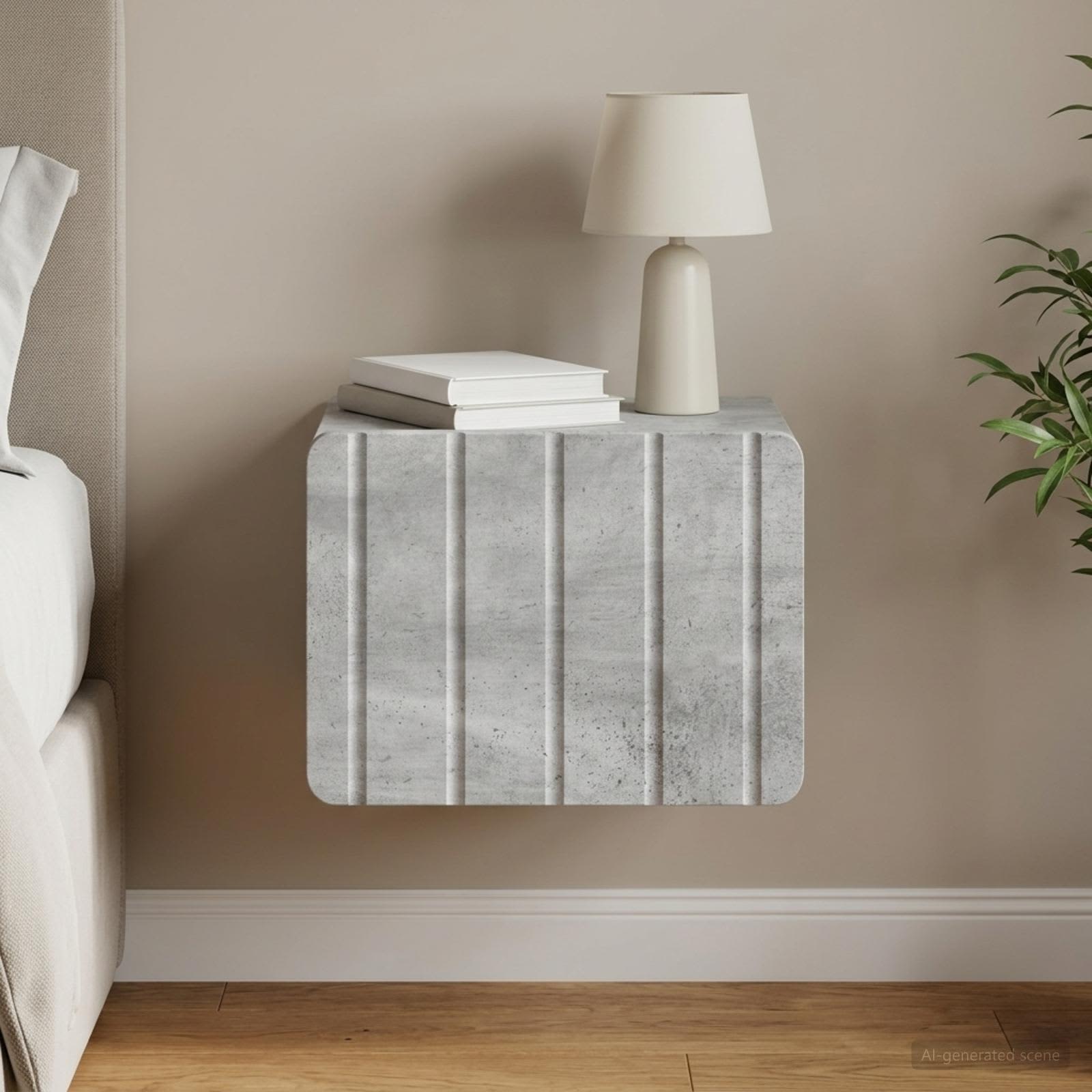 Wandbeugel Bedkast Betongrijs 33 x 34,5 x 24 cm Bewerkt hout